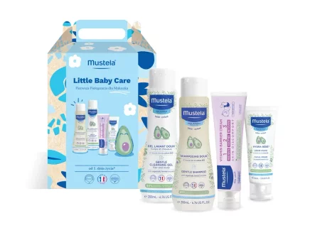 Mustela Little Baby Care (Delikatny żel 200, Delikatny Szampon 200ml, Hydra bebe do twarzy 40ml, krem do przewijania 50 ml)