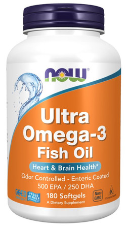 Now Foods Omega-3 1000 mg kwasy tłuszczowe EPA 500mg i DHA 250mg DHA 180 kaps.