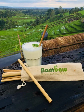 BAMBAW, Ekologiczne słomki bambusoweo wraz ze szczoteczką do czyszczenia, 14 cm x 50 szt.