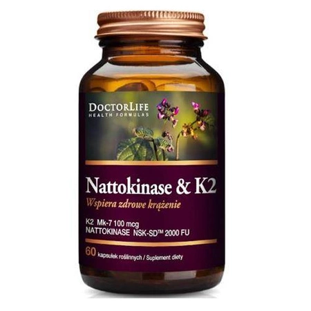 Nattokinase & K2 Mk-7 100mcg wspiera zdrowe krążenie suplement diety 60 kapsułek