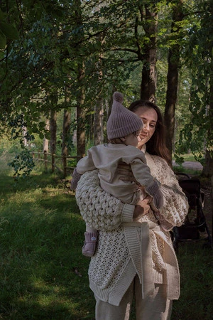 Lodger Czapeczka z wełny merino 100% różowa Rose 3-6m