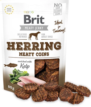 BRIT JERKY Snack HERRING Meaty Coins Śledź Algi 80g
