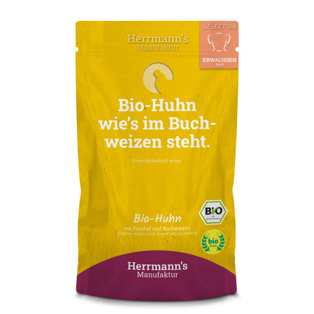 Zestaw 10x HERRMANN'S MANUFAKTUR Selection Dog Bio Huhn - bio kurczak z koprem włoskim (150g)