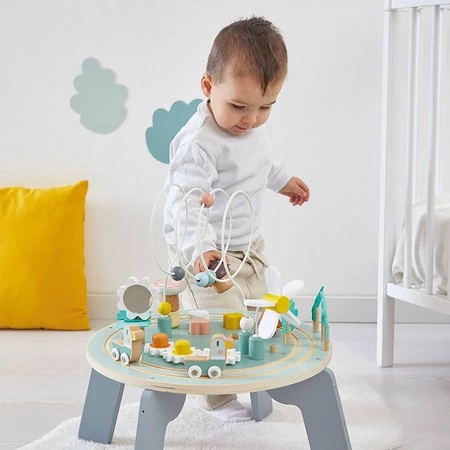 Janod Wielofunkcyjny stolik edukacyjny drewniany z regulacją wysokości Ogród Sweet Cocoon 12m+