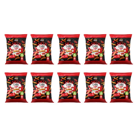Zestaw 10x Chipsy z czerwonej soczewicy o smaku flaming hot 100g