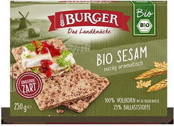 BURGER PIECZYWO CHRUPKIE ŻYTNIE RAZOWE Z SEZAMEM BIO 250 g