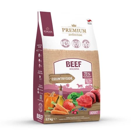 Pokusa Premium Selection Swojskie Smaki karma sucha Wołowina 12 kg dla psów dorosłych
