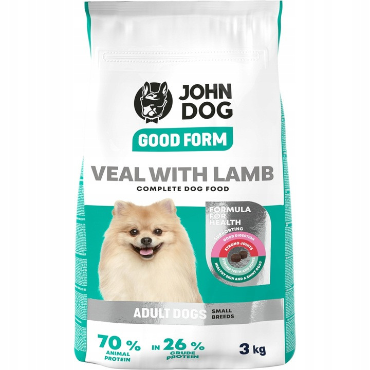 John Dog Karma Sucha Good Form Mini Adult Cielęcina Z Jagnięciną Małe Rasy 3 kg - Nabea.pl