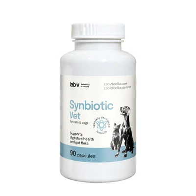 Lab-V Synobiotic Wsparcie zdrowia układu pokarmowego i mikroflory jelitowej dla psów i kotów 90 kaps.