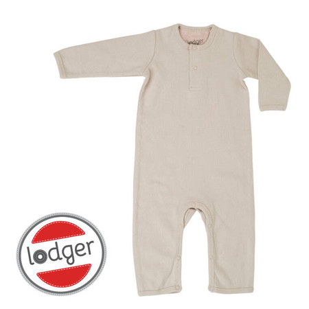 Lodger Pajacyk piżamka niemowlęca bawełniana kremowa Basic Rib Birch r. 56