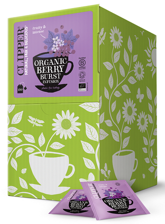 CLIPPER HERBATKA O SMAKU CZARNEJ PORZECZKI I MALINY BIO (250 x 2,5 g) 625 g