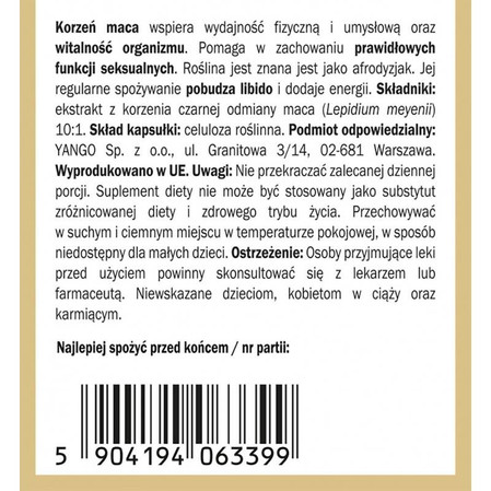 Yango - Czarna maca - 90 kaps.