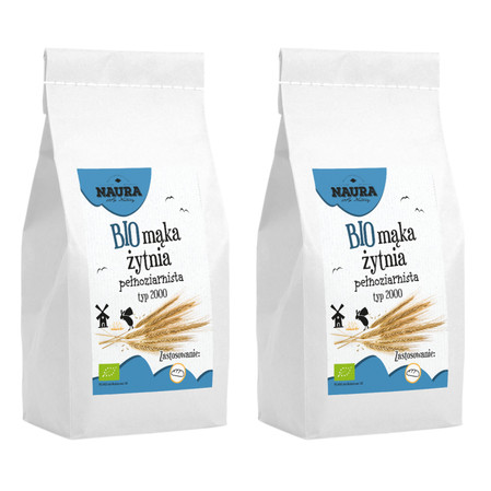 Zestaw 2x Mąka żytnia pełnoziarnista typ 2000 BIO 1 kg