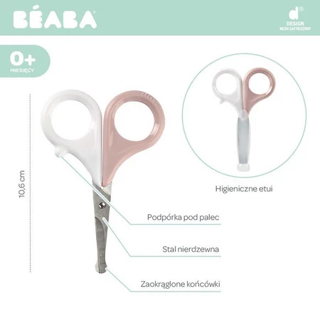 Beaba Nożyczki do paznokci w etui Old Pink