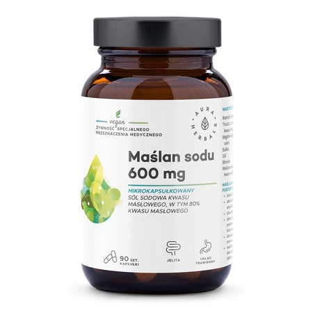 AURA HERBALS Maślan sodu mikrokapsułkowany 600mg, 90 kaps.