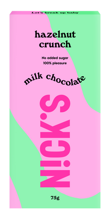 N!CK'S Nicks Czekolada mleczna z orzechami laskowymi 75g