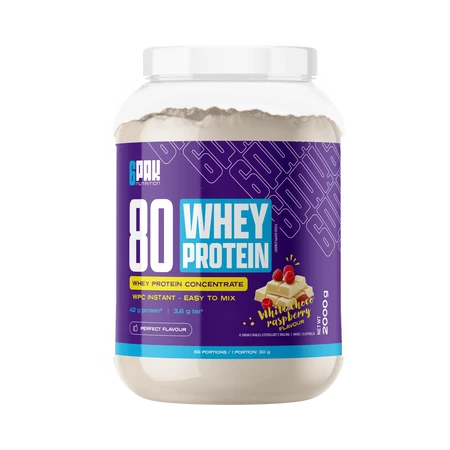 6PAK 80 WHEY PROTEIN odżywka białkowa koncentrat 2000g smak biała czekolada malina