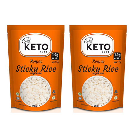 Zestaw: 2x Keto Chef Makaron Konjac W Kształcie Ryżu Sticky Rice Do Sushi Bezglutenowy 270g
