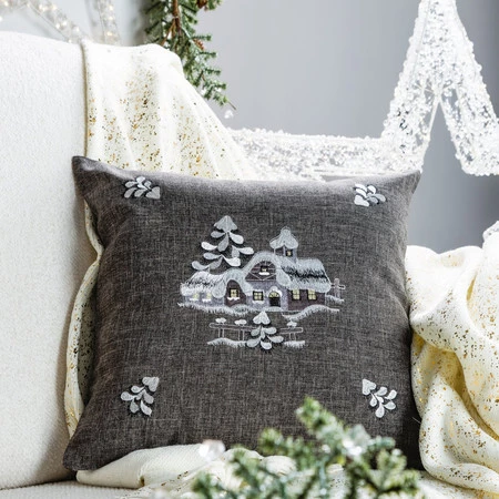 świąteczna poszewka dekoracyjna z ozdobną aplikacją szerokość: 45 cm, długość: 45 cm, kolor: stalowy