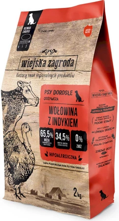WIEJSKA ZAGRODA Wołowina z Indykiem bez zbóż L 2kg