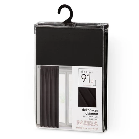 ZASŁONA GOTOWA D91 PARISA NA TAŚMIE 140 X 270 CM CZARNY