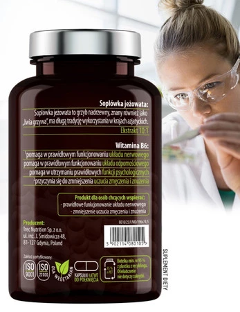 Essensey Soplówka Jeżowata + witamina B6 na wsparcie układu nerwowego 90 kaps.
