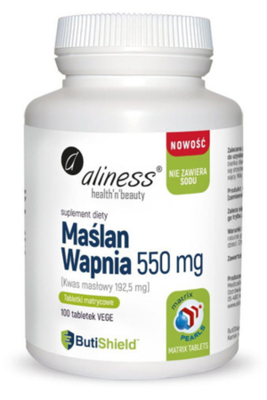 Aliness Maślan wapnia  550 mg (bez sodu) x 100 tab. matrycowych
