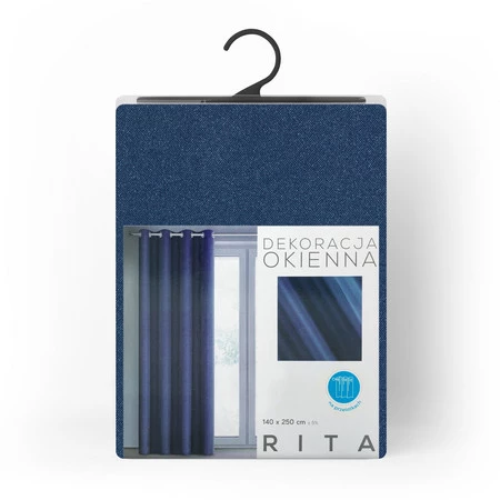 ZASŁONA GOTOWA RITA 140 X 250 CM CIEMNONIEBIESKI