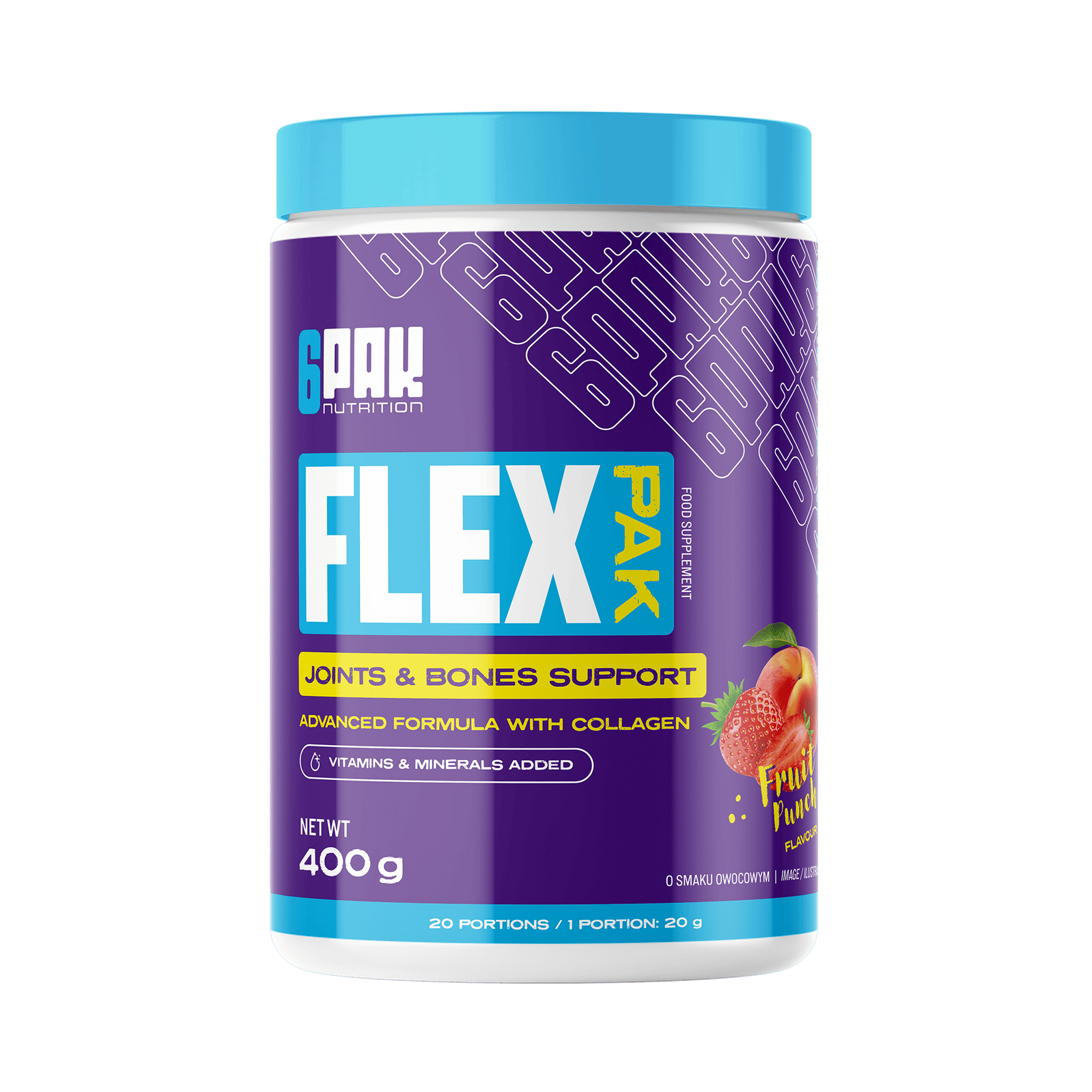 6PAK FLEX PAK na ochronę stawów 400g smak owoce tropikalne - Nabea.pl