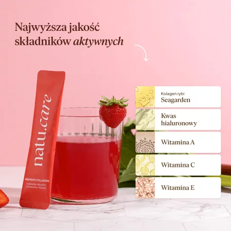 Natu.Care Premium Kolagen truskawka - rabarbar 5000 mg, 7 saszet