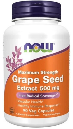 Now Foods Pestki Winogron (Grape Seed) Extract Maximum Strength 500 mg - 90 kaps. vege