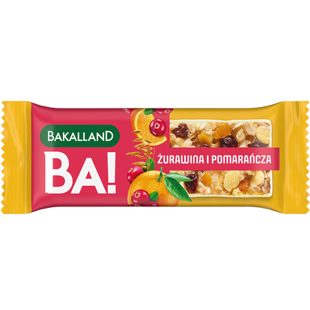 Zestaw: 10x Bakalland BA! Baton zbożowy żurawina i pomarańcza 40g