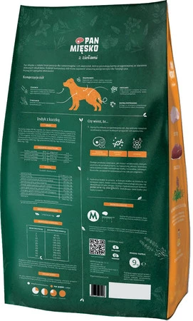 Pan Mięsko Karma sucha dla psa z Ziołami Indyk z kaczką chrupki M 9kg pies dorosly