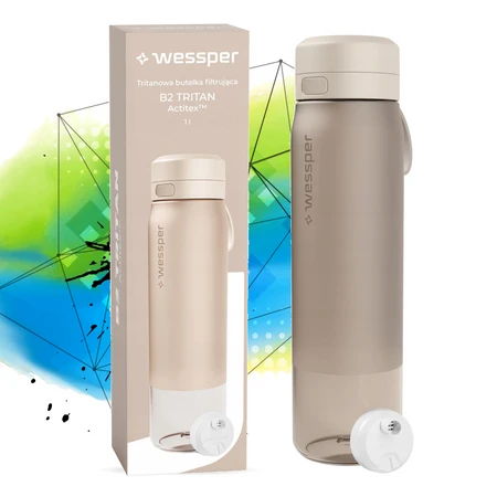 Wessper  Butelka filtrująca na wodę  Tritanowa TRITAN Actitex beżowa 1000 ml