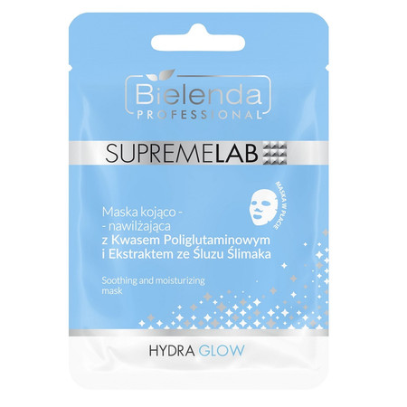 SupremeLab Hydra Glow maska kojąco-nawilżająca z kwasem poliglutaminowym i ekstraktem ze śluzu ślimaka 20g
