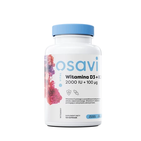 OSAVI Witamina D3 + K2, 2000 IU + 100 mcg (120 kaps.)