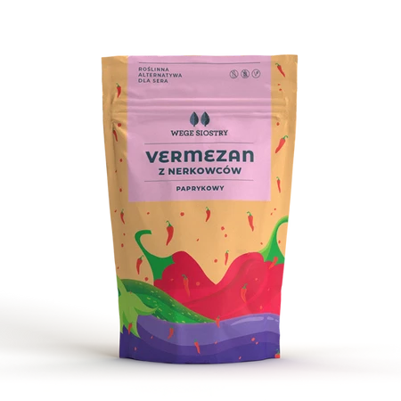WEGE SIOSTRY WEGAŃSKA ALTERNATYWA SERA TWARDEGO TARTEGO Z ORZECHÓW NERKOWCA Z PAPRYKĄ WĘDZONĄ BEZGLUTENOWA 90 g