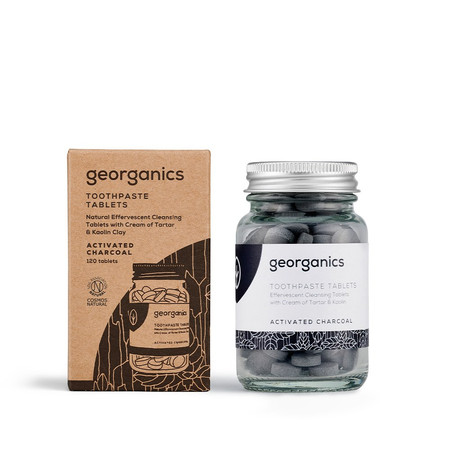 Georganics, Naturalne tabletki do mycia zębów, do codziennej pielęgnacji, z aktywnym węglem, 120 tabletek