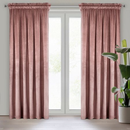 ZASŁONA GOTOWA D91 ROSA NA TAŚMIE 135 X 300 CM CIEMNORÓŻOWY