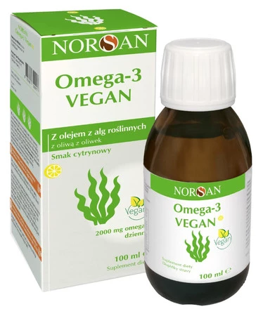 Norsan Omega-3 Vegan olej z alg 100 ml smak cytryna