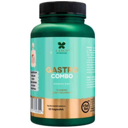 Lanco Gastro Combo wsparcie na odporność i układ pokarmowy - Colostrum, Kwas Masłowy, Inulina, Kurkumina, Piperyna, Maślan Sodu - 60 kaps.