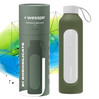 Wessper Butelka motywacyjna szklana z silikonem BOROSILICATE oliwkowa 1000 ml
