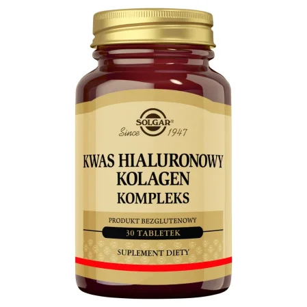 Solgar Kwas Hialuronowy Kolagen 120 mg wsparcie dla skóry 30 tabl.
