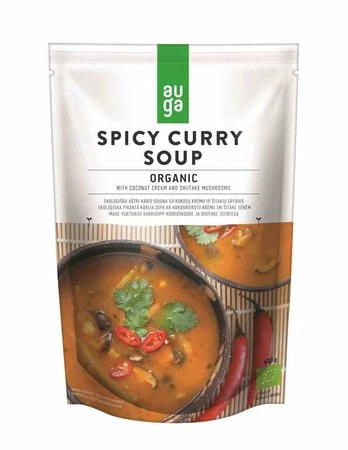 Auga − Zupa pikantne curry z kremem kokosowym i grzybami shiitake BIO − 400 g