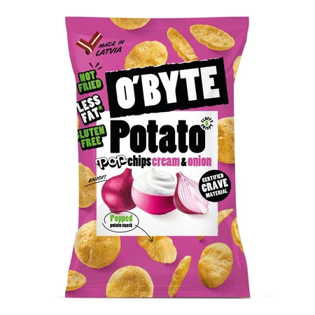 O'BYTE Chipsy ziemniaczane o smaku śmietany i cebuli 90 g