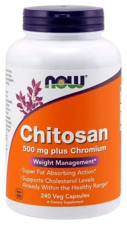 Now Foods Chitosan - Chitozan 500 mg + Chrom 100 mcg - 240 kaps.