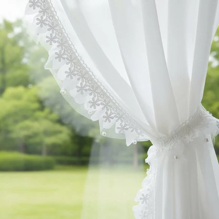 FIRANA GOTOWA ELENA NA TAŚMIE 140 X 270 CM BIAŁY