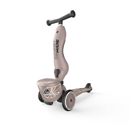 SCOOTANDRIDE Highwaykick 1 Lifestyle 2w1 Jeździk i hulajnoga z zamykanym schowkiem 1-5 lat Brown Lines