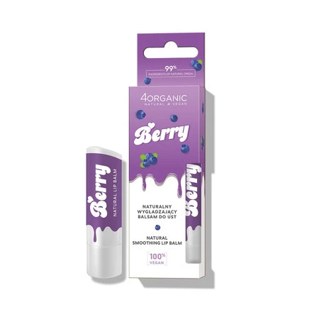 4Organic  Naturalny wygładzający balsam do ust Berry  5g