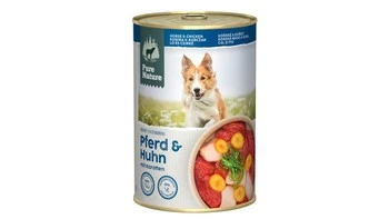 Zestaw 10x PURE NATURE DOG Pferd Huhn - konina i kurczak z marchewką i algami dla dorosłych psów (400g)